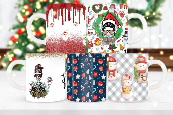 Christmas Mug Wrap Designs, SET OF 15 Mug Sublimation Template - Designs - 11 Oz Mug, 15 Oz Mug PNG Mug Templates - Cricut Mug Press Designs